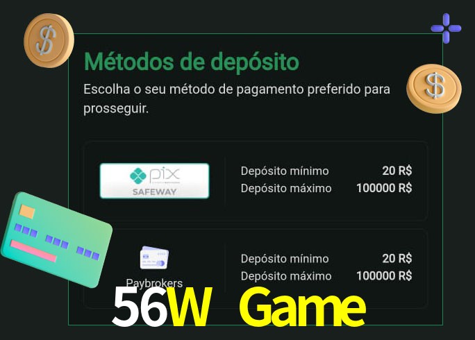 O cassino 56W Game oferece uma grande variedade de métodos de pagamento